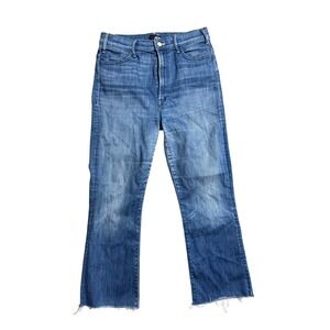 Mother The Hustler Ankle Fray Jeans Squeeze It Blue High Rise Denim Size31